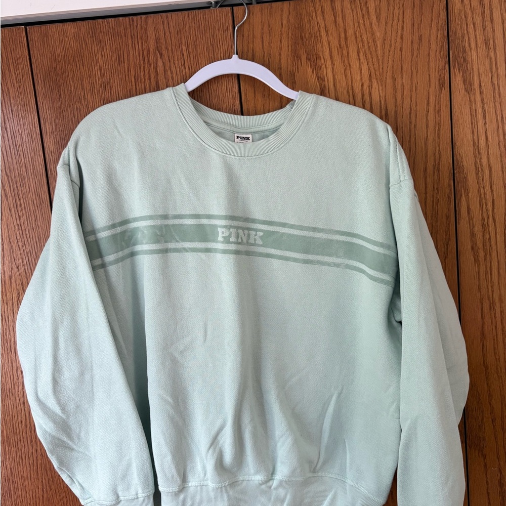 PINK Victoria's Secret Women’s Light Green Crewneck Sweater
